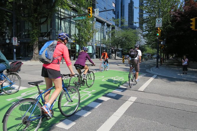 Stanley Park & Downtown - Vancouver Bike Tours - Robson Square and downtown architecture