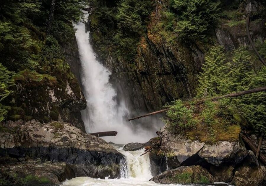 Vancouver: Waterfront Sightseeing Tour - City and Waterfall - The Lions Gate Bridge and the turn toward wilderness